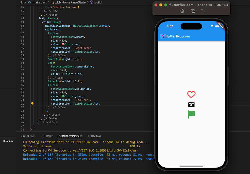 Font Awesome in Flutter Properties