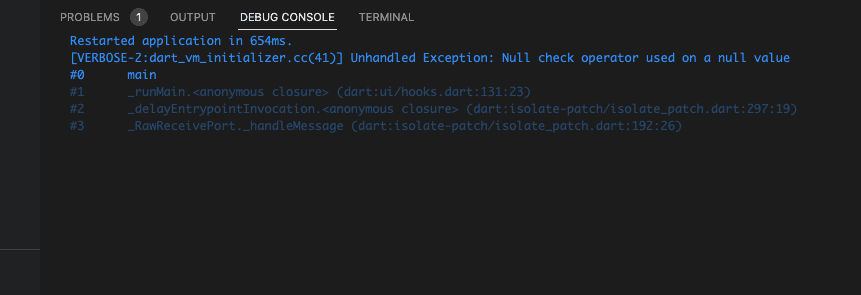 Null Check Operator Used on a Null Value